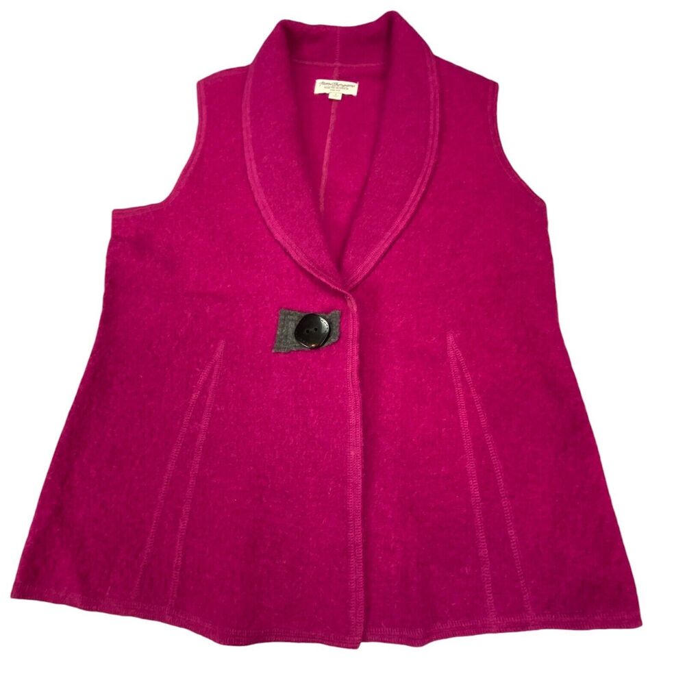 Norm Thompson Vest Womens Small Pink Wool Shawl Collar Gorpcore‎